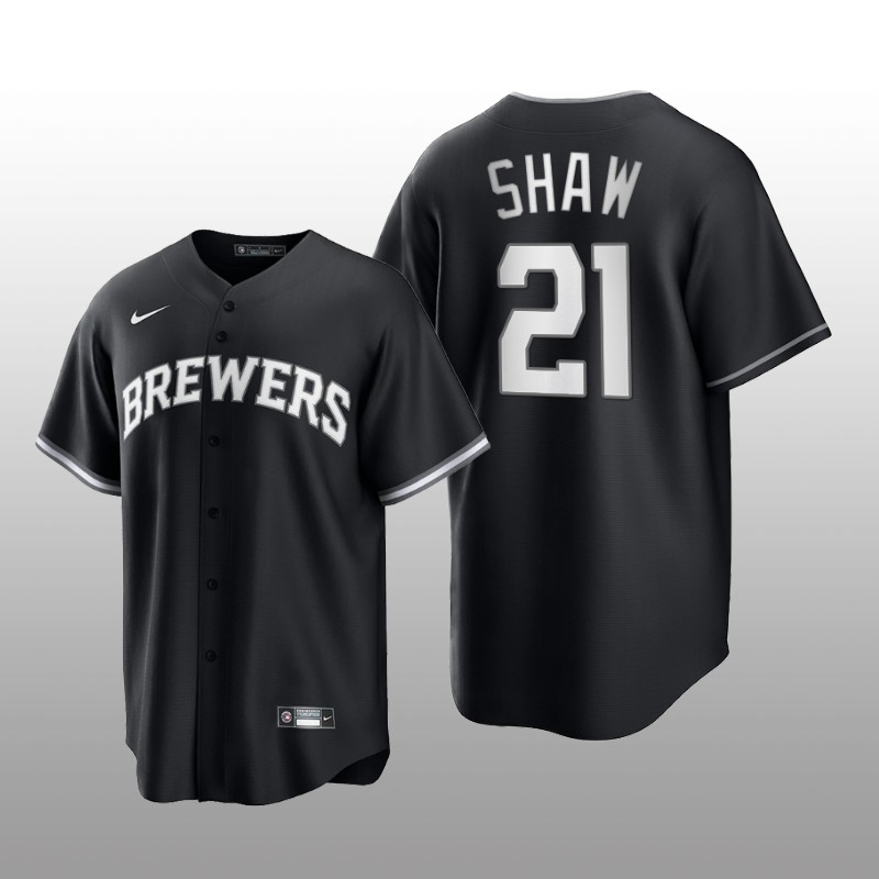 Brewers Travis Shaw All Black Fashion Serise Replica Black White Jersey