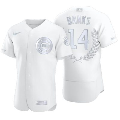 Chicago Cubs Ernie Banks White Award Collection Retired Jersey