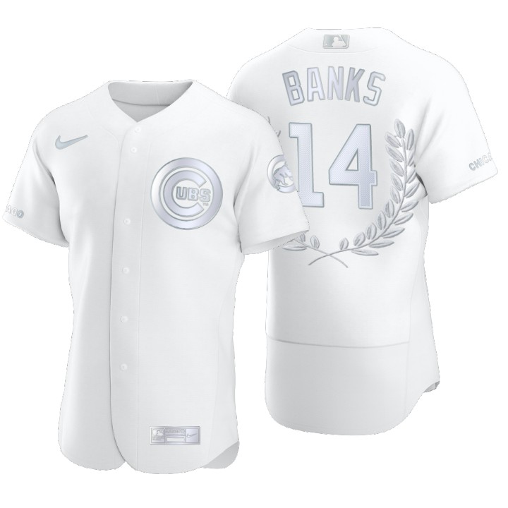 Chicago Cubs Ernie Banks White Award Collection Retired Jersey