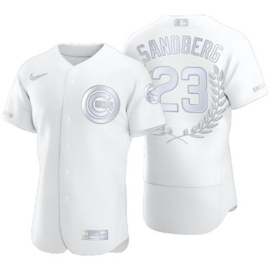 Chicago Cubs Ryne Sandberg White Award Collection Retired Jersey