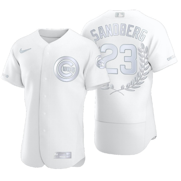 Chicago Cubs Ryne Sandberg White Award Collection Retired Jersey