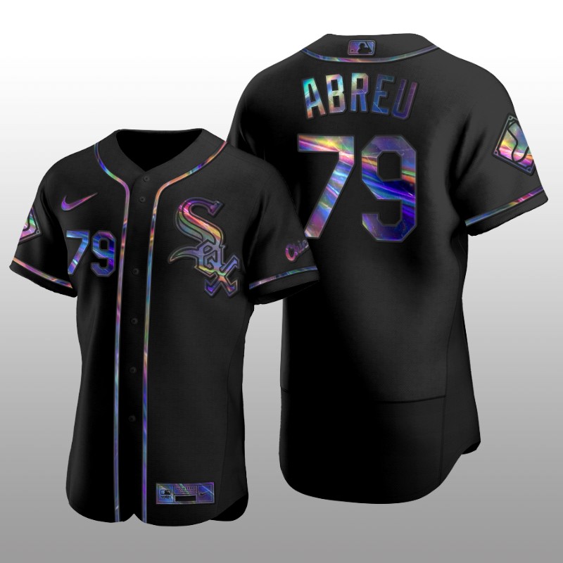 Chicago White Sox Men's Iridescent Logo Holographic Limited Jersey Jose Abreu Black Authentic