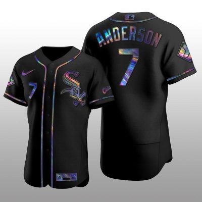 Chicago White Sox Men's Iridescent Logo Holographic Limited Jersey Tim Anderson Black Authentic