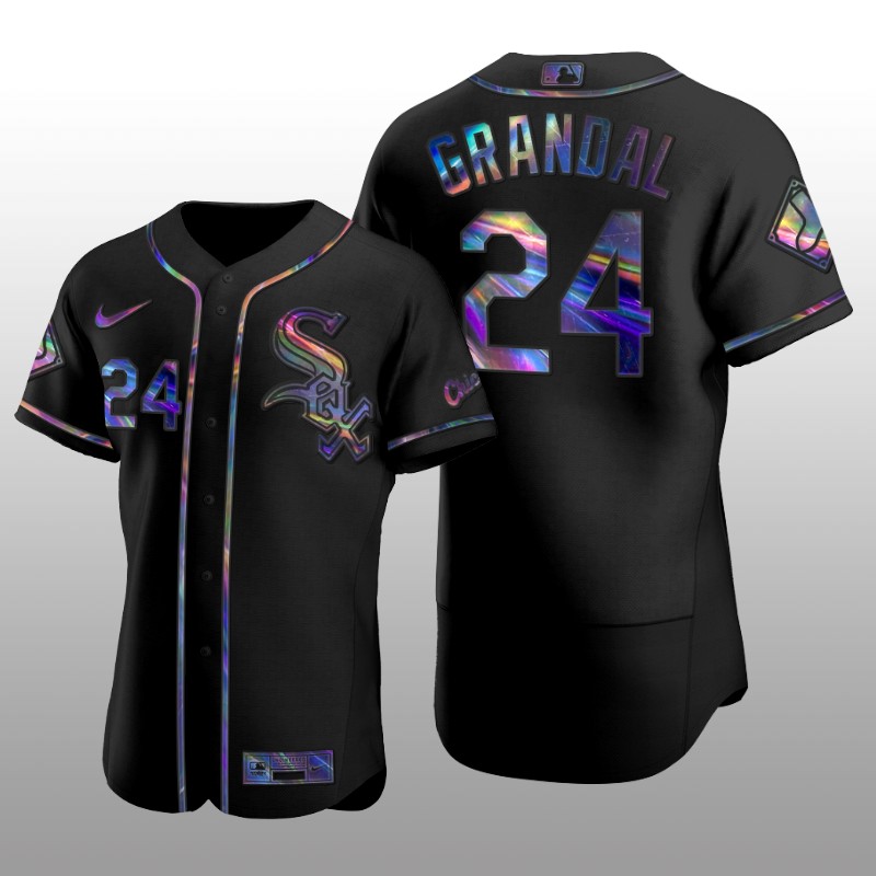 Chicago White Sox Men's Iridescent Logo Holographic Limited Jersey Yasmani Grandal Black Authentic