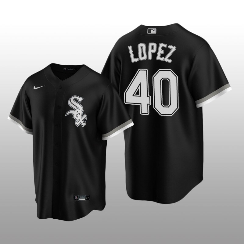 Chicago White Sox Men's Replica Alternate Jersey Reynaldo Lopez Black Nike