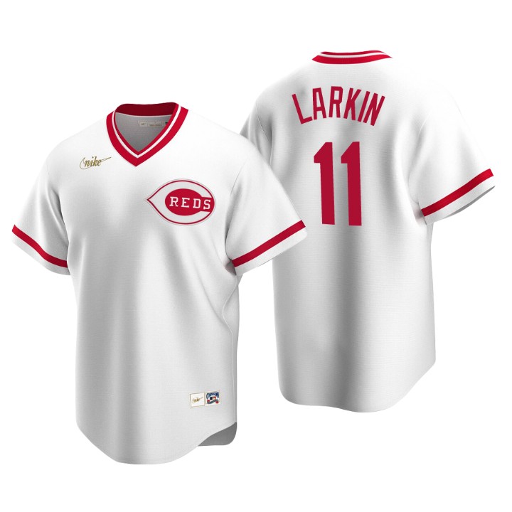 Cincinnati Reds Barry Larkin White Cooperstown Collection Home Jersey