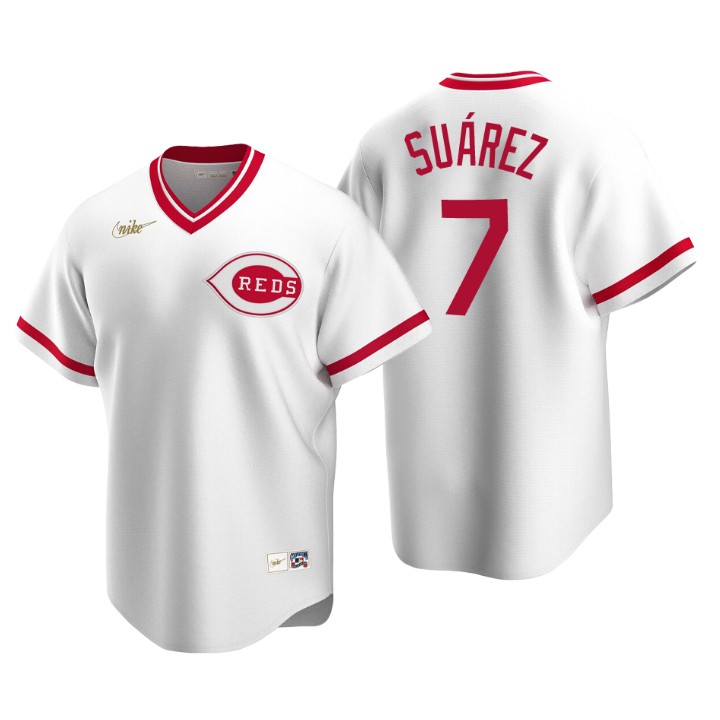 Cincinnati Reds Eugenio Suarez White Cooperstown Collection Home Jersey