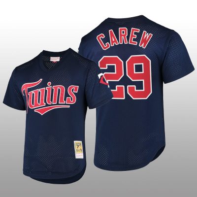 Cooperstown Collection Minnesota Twins Rod Carew Batting Practice Navy Mesh Jersey
