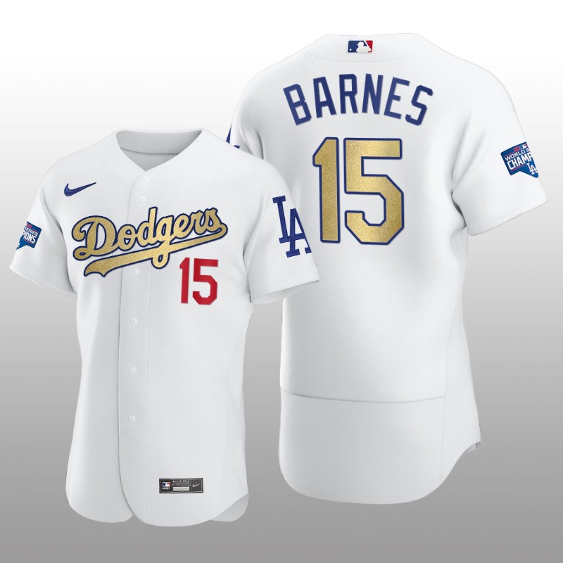 Dodgers Gold Program Austin Barnes White Patch Authentic Jersey