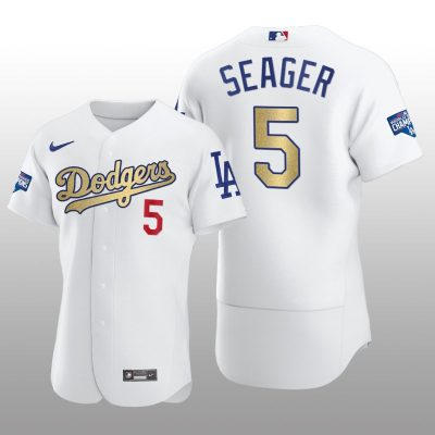 Dodgers Gold Program Corey Seager White Patch Authentic Jersey