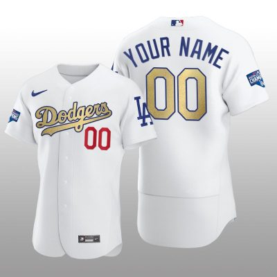 Dodgers Gold Program Custom White Patch Authentic Jersey