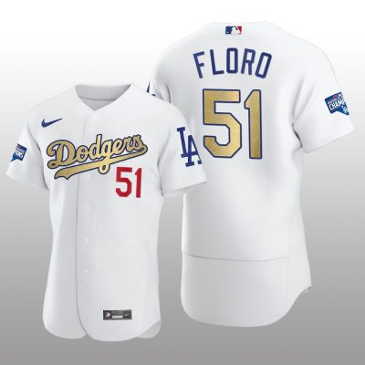 Dodgers Gold Program Dylan Floro White Patch Authentic Jersey