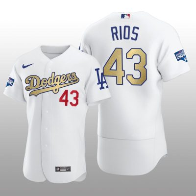 Dodgers Gold Program Edwin Rios White Patch Authentic Jersey