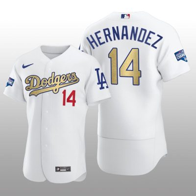Dodgers Gold Program Enrique Hernandez White Patch Authentic Jersey