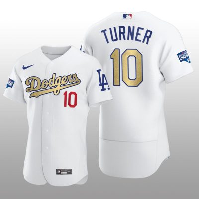 Dodgers Gold Program Justin Turner White Patch Authentic Jersey