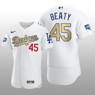 Dodgers Gold Program Matt Beaty White Patch Authentic Jersey