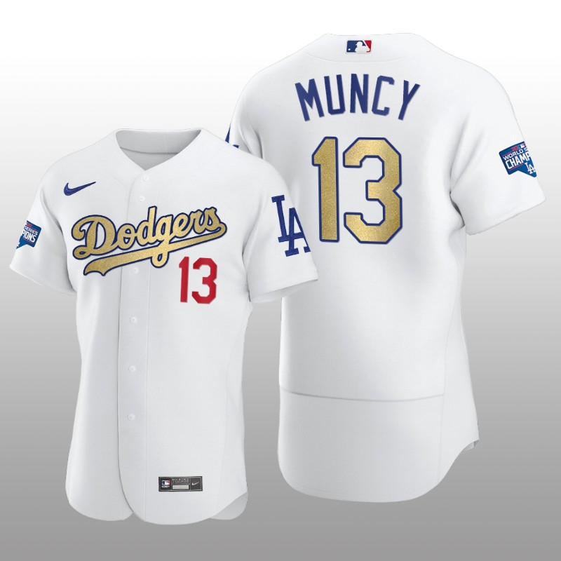 Dodgers Gold Program Max Muncy White Patch Authentic Jersey