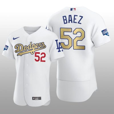 Dodgers Gold Program Pedro Baez White Patch Authentic Jersey