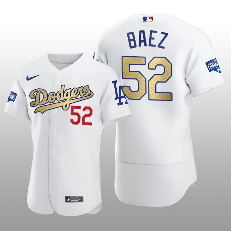 Dodgers Gold Program Pedro Baez White Patch Authentic Jersey