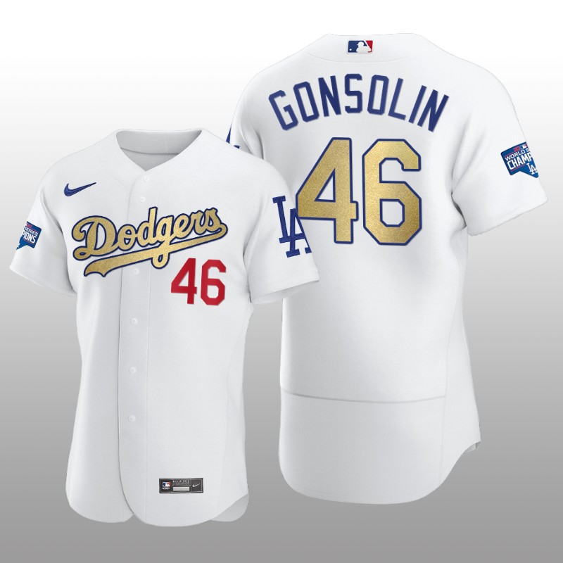Dodgers Gold Program Tony Gonsolin White Patch Authentic Jersey