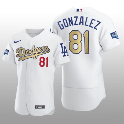Dodgers Gold Program Victor Gonzalez White Patch Authentic Jersey