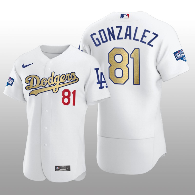 Dodgers Gold Program Victor Gonzalez White Patch Authentic Jersey