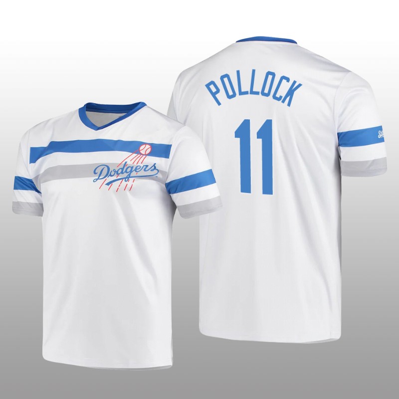 Dodgers Cooperstown Collection A.J. Pollock V-Neck Jersey White