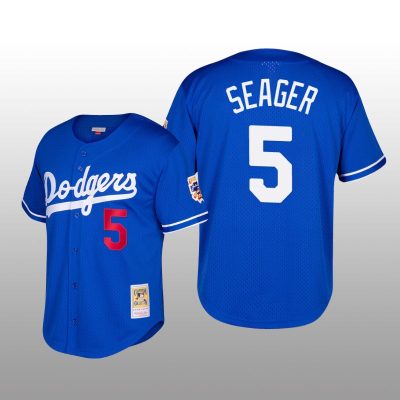Dodgers Cooperstown Collection Corey Seager Royal Mesh Batting Practice Jersey