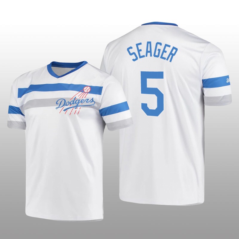 Dodgers Cooperstown Collection Corey Seager V-Neck Jersey White