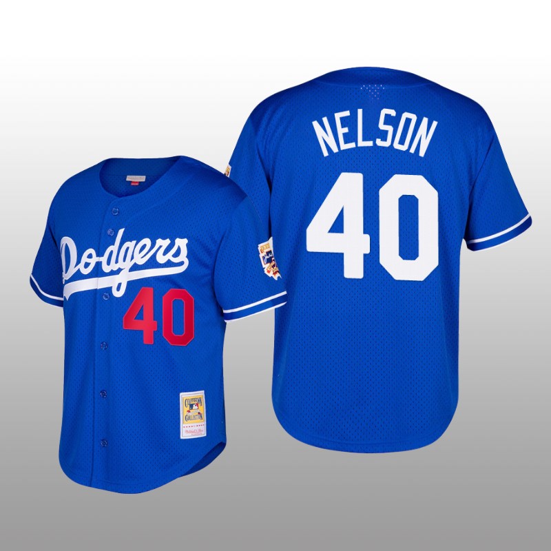 Dodgers Cooperstown Collection Jimmy Nelson Royal Mesh Batting Practice Jersey