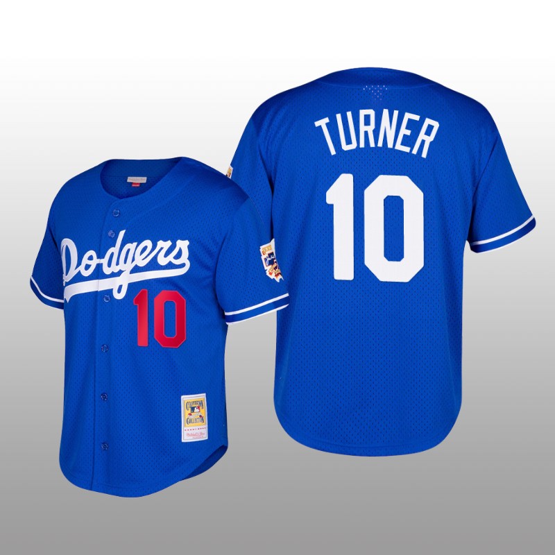 Dodgers Cooperstown Collection Justin Turner Royal Mesh Batting Practice Jersey