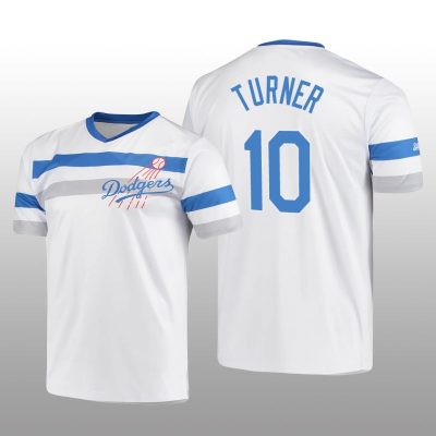 Dodgers Cooperstown Collection Justin Turner V-Neck Jersey White