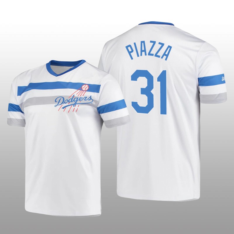 Dodgers Cooperstown Collection Mike Piazza V-Neck Jersey White
