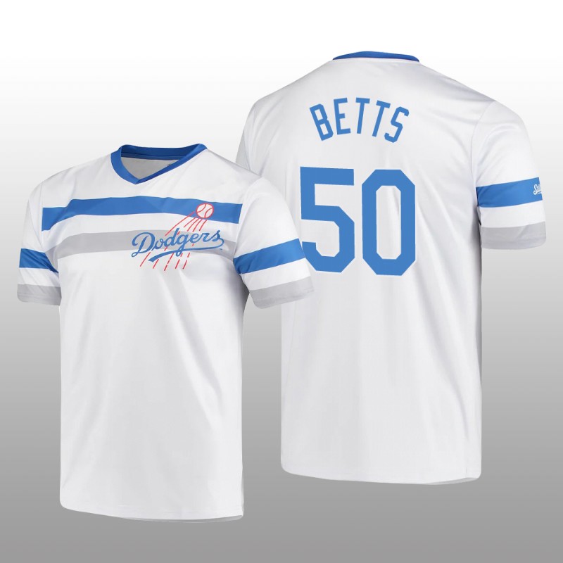 Dodgers Cooperstown Collection Mookie Betts V-Neck Jersey White