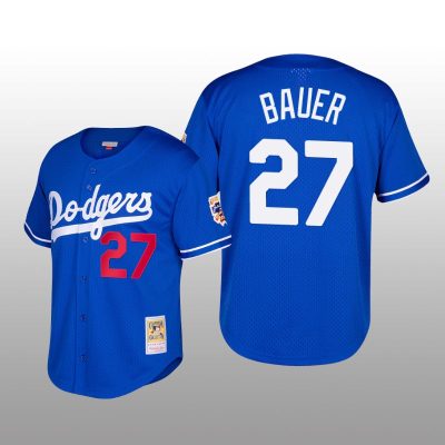 Dodgers Cooperstown Collection Trevor Bauer Royal Mesh Batting Practice Jersey