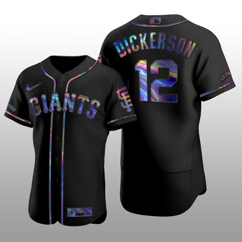 Giants Alex Dickerson Iridescent Logo Holographic Limited Authentic Black Jersey