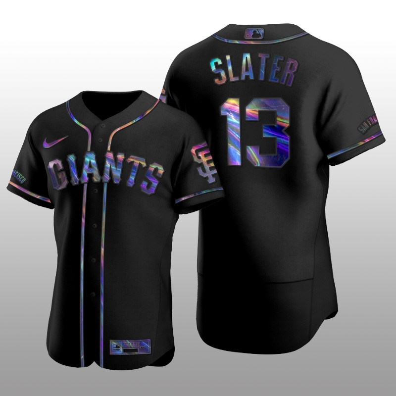 Giants Austin Slater Iridescent Logo Holographic Limited Authentic Black Jersey