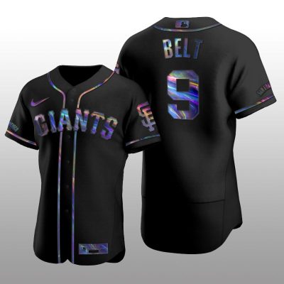 Giants Brandon Belt Iridescent Logo Holographic Limited Authentic Black Jersey