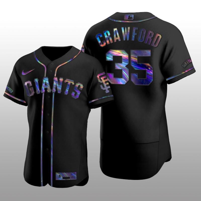 Giants Brandon Crawford Iridescent Logo Holographic Limited Authentic Black Jersey