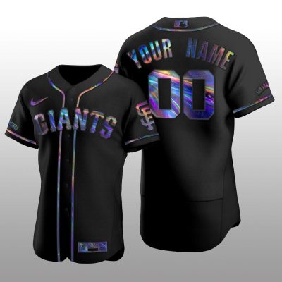 Giants Custom Iridescent Logo Holographic Limited Authentic Black Jersey