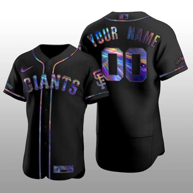 Giants Custom Iridescent Logo Holographic Limited Authentic Black Jersey