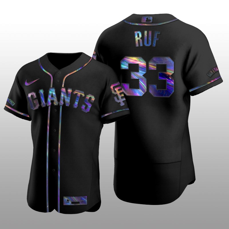 Giants Darin Ruf Iridescent Logo Holographic Limited Authentic Black Jersey