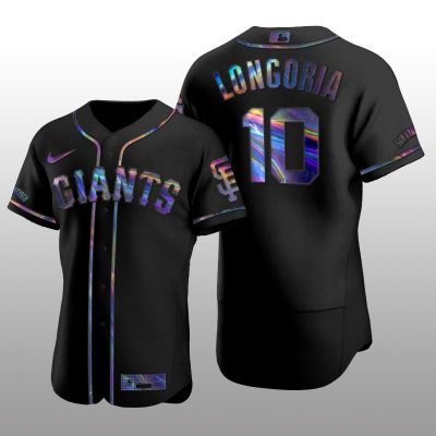 Giants Evan Longoria Iridescent Logo Holographic Limited Authentic Black Jersey