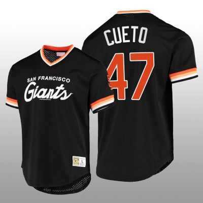 Giants Johnny Cueto Script Fashion Black Cooperstown Collection Jersey