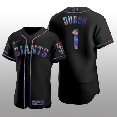 Giants Mauricio Dubon Iridescent Logo Holographic Limited Authentic Black Jersey