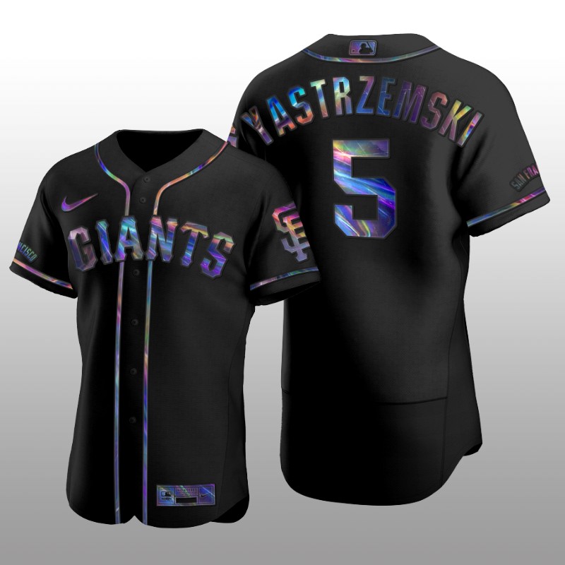 Giants Mike Yastrzemski Iridescent Logo Holographic Limited Authentic Black Jersey