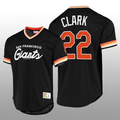 Giants Will Clark Script Fashion Black Cooperstown Collection Jersey
