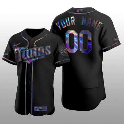 Holographic Limited Jersey Minnesota Twins Custom Iridescent Logo Black Men's Authentic