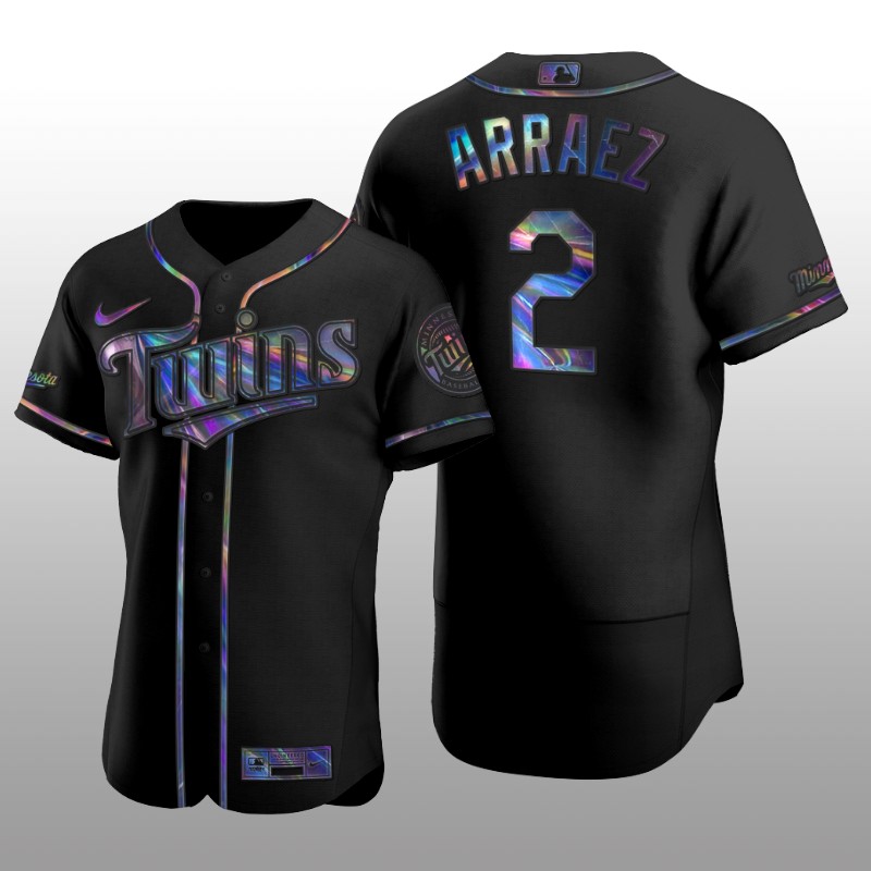 Holographic Limited Jersey Minnesota Twins Luis Arraez Iridescent Logo Black Men's Authentic