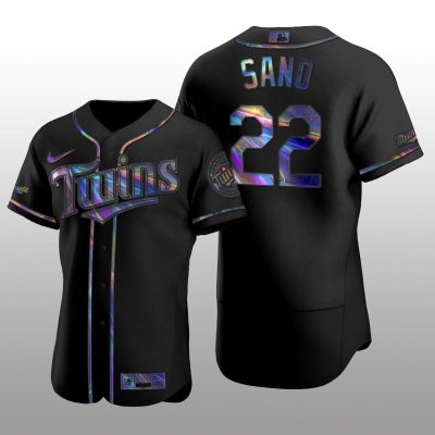 Holographic Limited Jersey Minnesota Twins Miguel Sano Iridescent Logo Black Men's Authentic